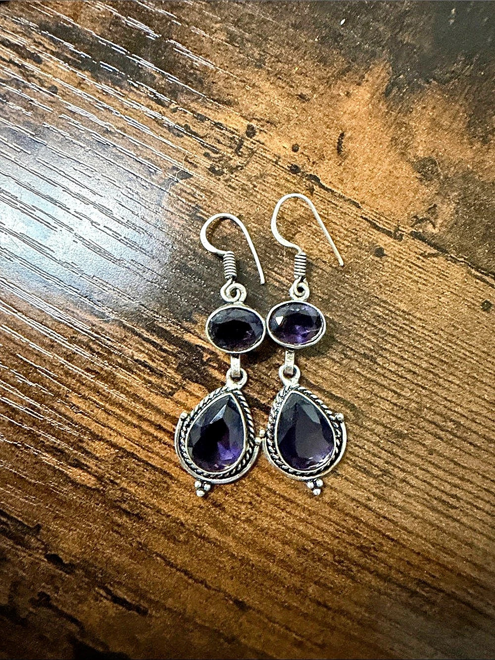 Purple Teardrop Dangle Earrings